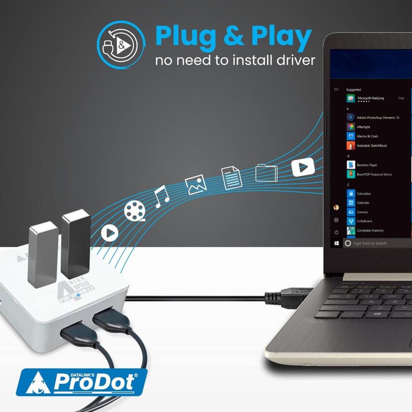 ProDot 4 Port USB 2.0 Hub with Hi-Speed Data Transfer, LED Indication & Micro USB Port for Additional Power view 5