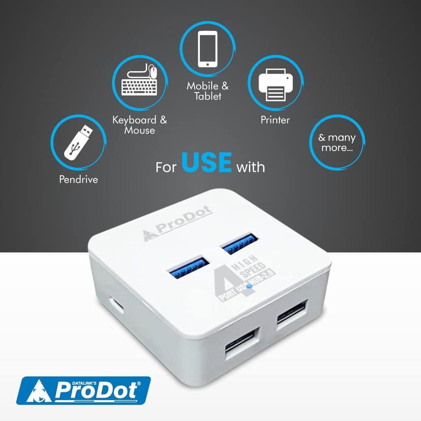 ProDot 4 Port USB 2.0 Hub with Hi-Speed Data Transfer, LED Indication & Micro USB Port for Additional Power view 9