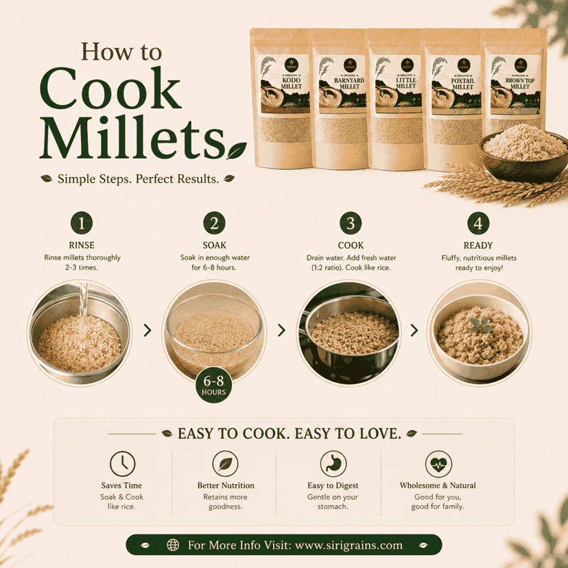 SiriGrains Millet Combo Pack (5 x 500g) | Foxtail, Barnyard, Little, Kodo & Browntop Whole Millets | Unpolished Variety Pack | Total 2.5kg view 3