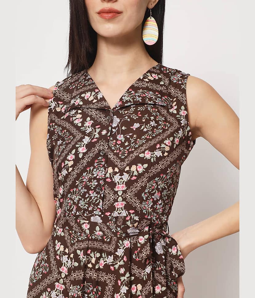 Rudrakriti Women Crepe Printed Gown ( Red ) view 2