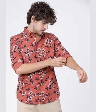 Highlander 100% Cotton Slim Fit Printed Full Sleeves Men's Casual Shirt - Multi ( Pack of 1 )