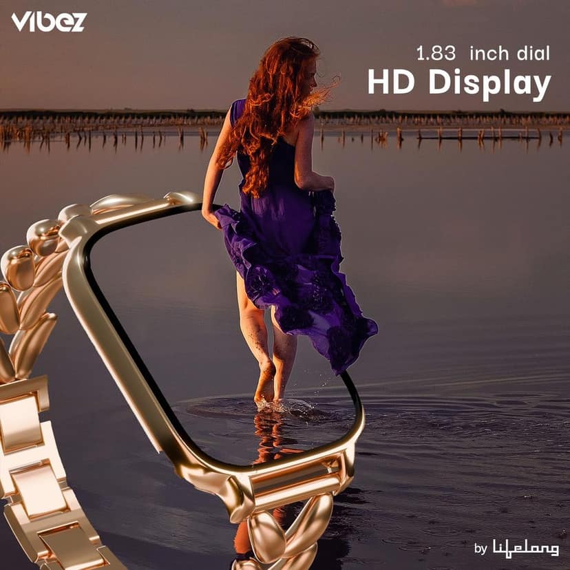 Vibez Allure Luxury Smart Watch for Women & Gift Box- Stainless Metal Straps,1.83″ Display, BT Calling Smartwatch & Jewellery Set for Women view 5