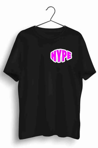 Hype Graphic Printed Mens Round Neck Black Cotton Tshirt