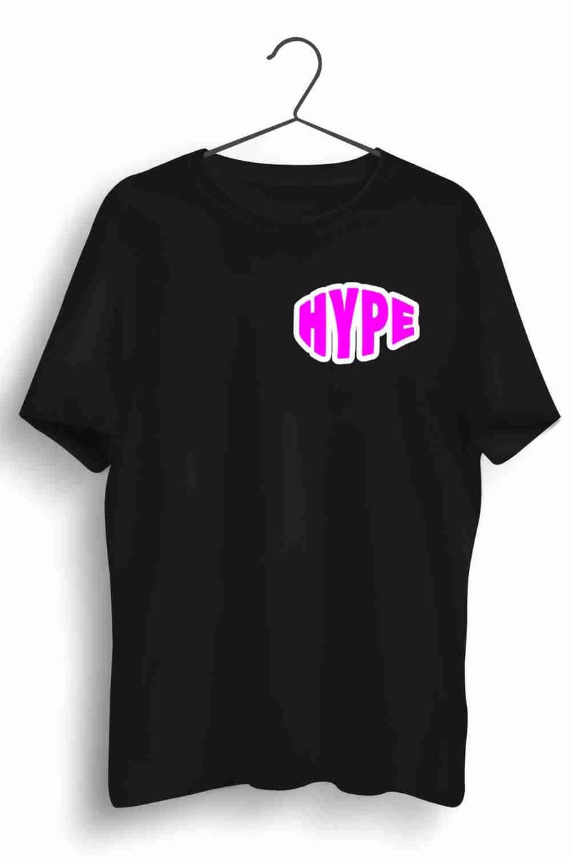 Hype Graphic Printed Mens Round Neck Black Cotton Tshirt