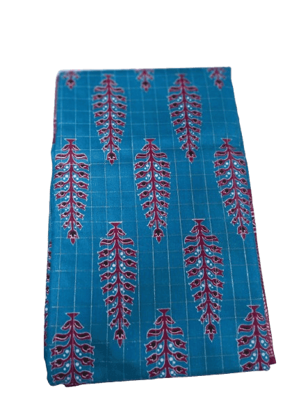Blue and maroon cotton silk saree with zari border 5.5 meters with combined blouse view 2
