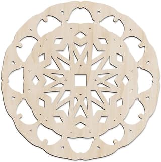 Haoser Mandala Wooden Wall Art, Traditional Star Ornament Polygonal Details, Birch Wood Plywood Rustic Wall Art Accent for Hallway Bedroom Living Room Cafes and Offices (Mandala Design-4_30CM)