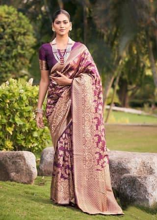 Woven Art Silk Saree in Purple
