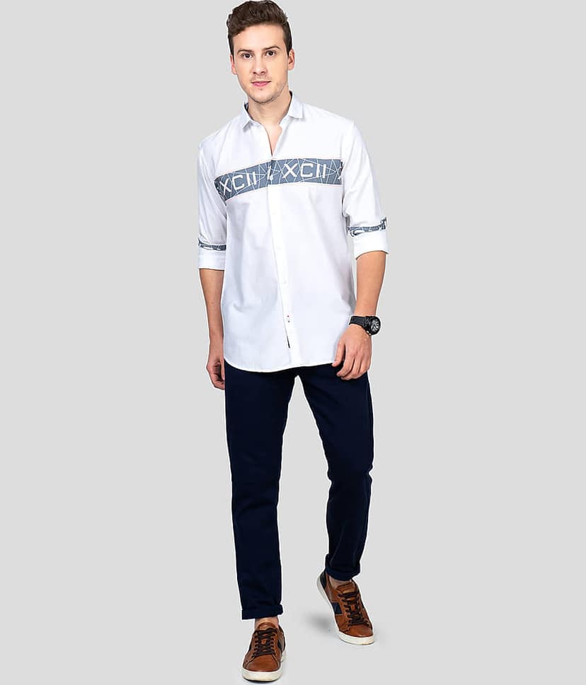Paul Street Cotton Blend Slim Fit Colorblock Men's Casual Shirt - White ( Pack of 1 ) view 7