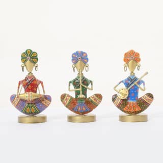 Shree Jagdamba Art Rajasthani Metal Handicraft Vintage Multicolor Muisician for Living Room | Home | Interior Decoration |Table Decor