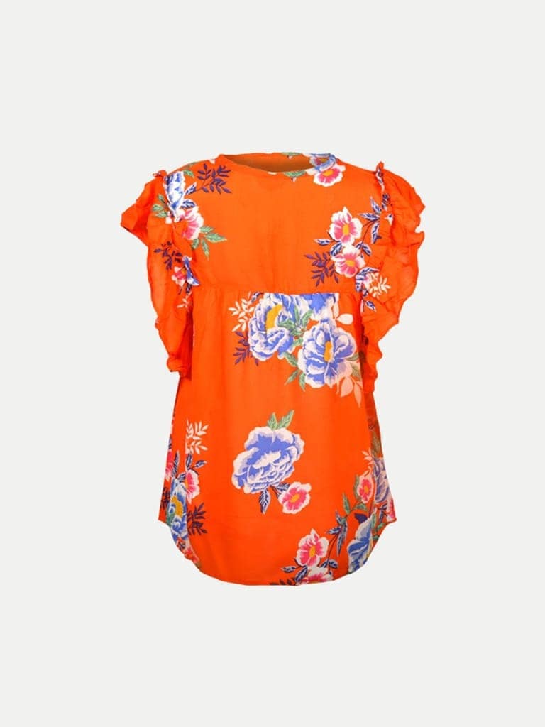 Women Floral Blouse- Red Colour view 4