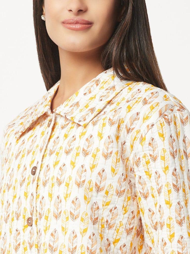 Yellow And White Quilted Co-ord Set view 5