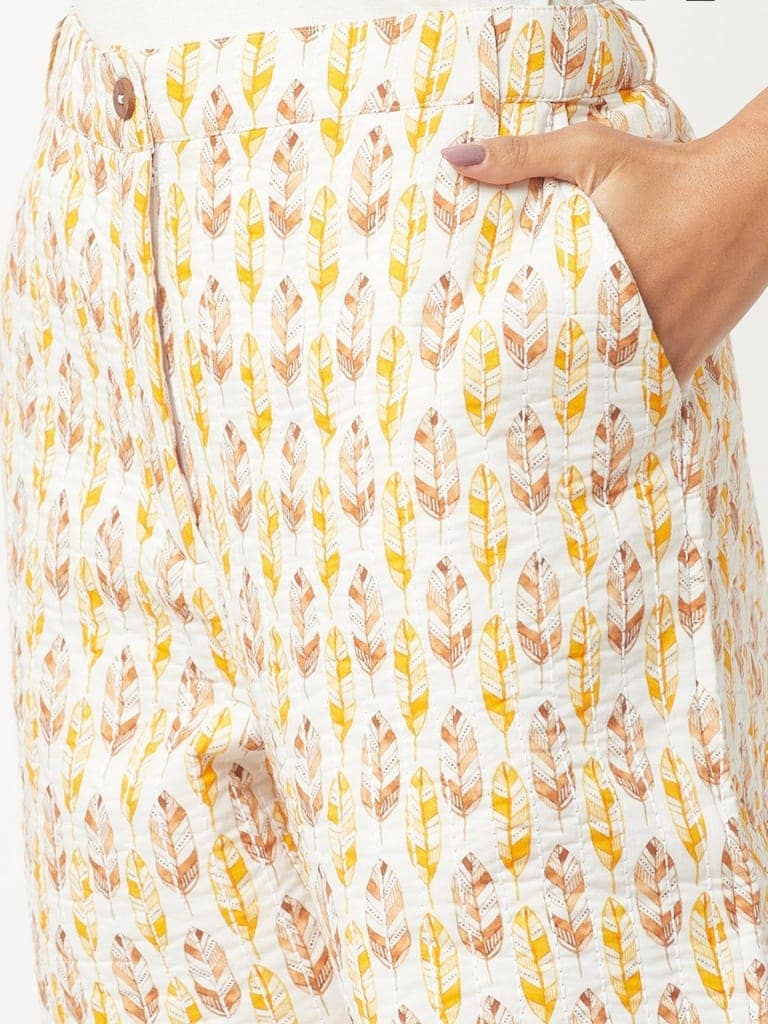 Yellow And White Quilted Co-ord Set view 6