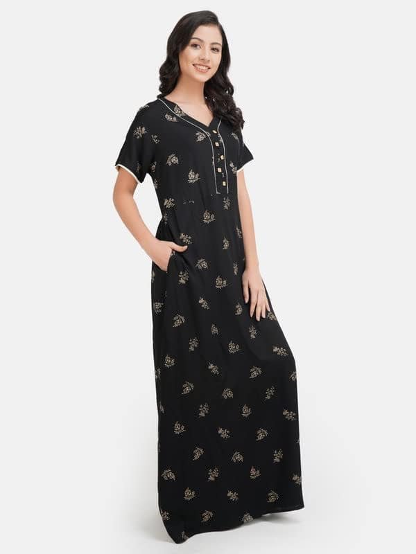 KOI SLEEPWEAR Rayon Nightgown with Flower-Print view 3