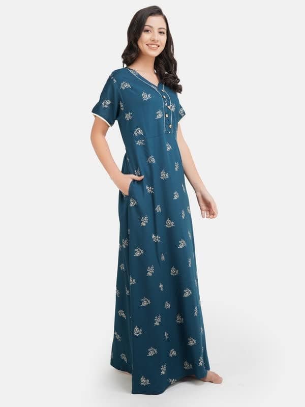 KOI SLEEPWEAR Rayon Nightgown with Flower-Print view 8