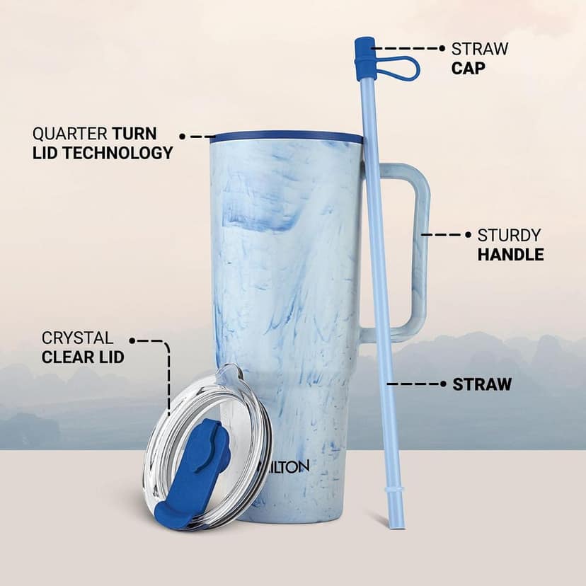 MILTON Puris 1200 Plastic Water Tumbler | 2-in1 Lid Sip or Gulp | Crystal Clear BPA Free-Food Grade | Sturdy Handle | Large Travel Mug for Gym, Office & Outdoor Use, 1200 ml view 3