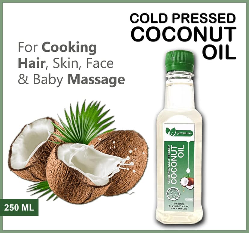 Jeevasassya Cold Pressed Coconut Oil - 250 ML - Unrefined for Cooking, Hair, Skin & Baby Massage (Chekku/Ghani) view 5