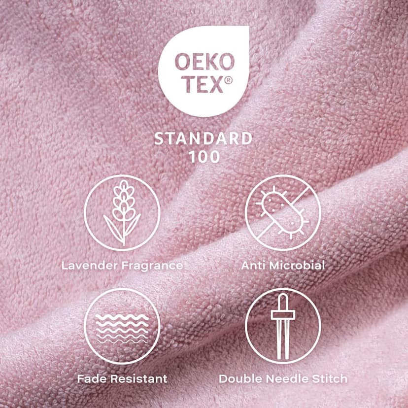 Feather & Spun Bamboo Cotton Hand Towel | Lavender Fragrance | Oeko-TEX® Standard 100 | Anti Microbial | Fade Resistant | Double Needle Stitch | 600 GSM - 40 cms x 71 cms (Pack of 2) view 5