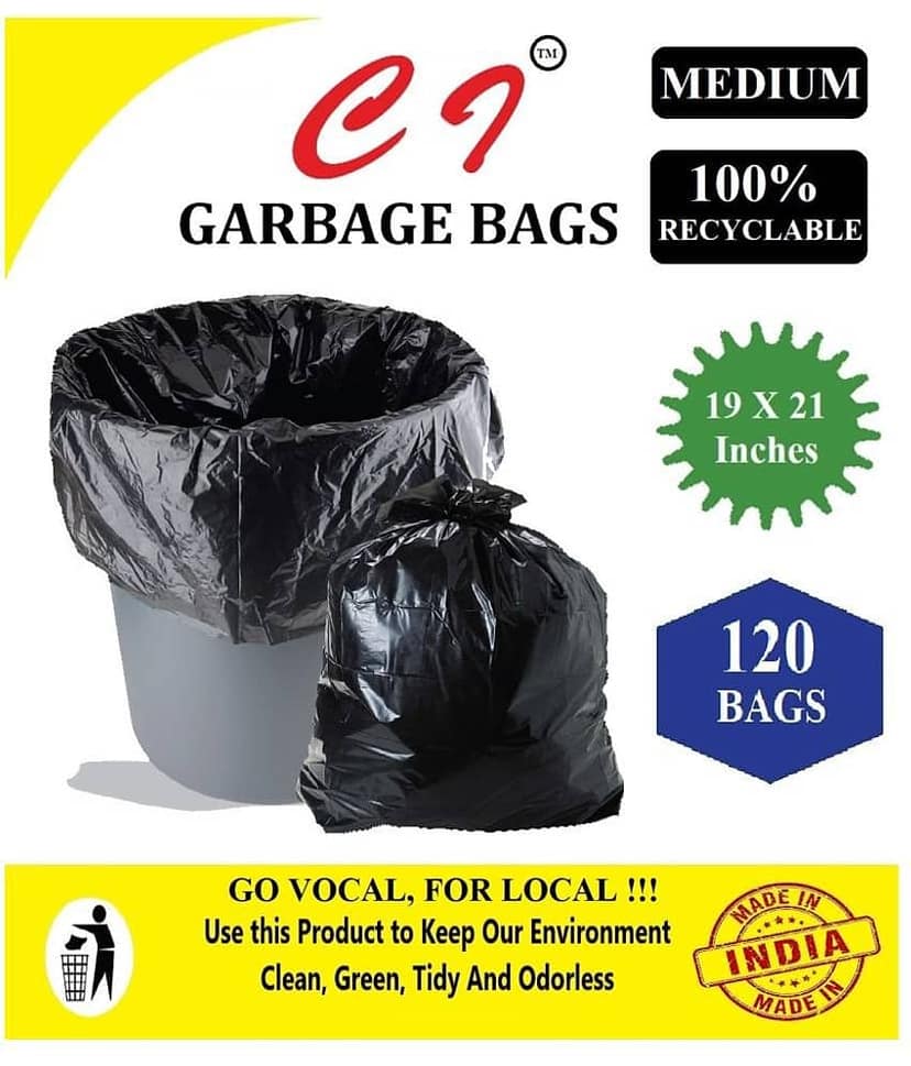 C I Garbage Medium 120 pcs - 19X21 Disposable Garbage Trash Waste Dustbin Bags | 4 packs of 30 pcs
