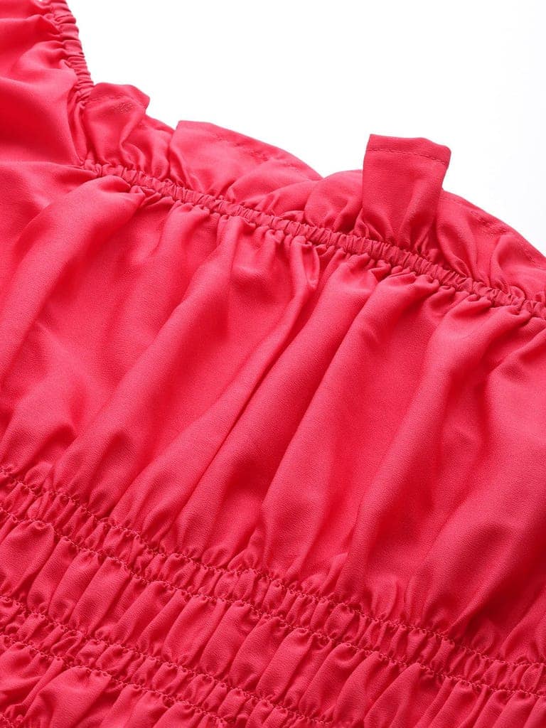 Solid Off-Shoulder Smocked Crepe Top view 8