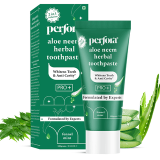 Perfora Aloe Neem Herbal Toothpaste | Enamel Safe Teeth Whitening Toothpaste for Men & Women | Formulated With Papain & Bromelain Enzyme | Helps Prevent Teeth Cavities | SLS Free, 100 gm