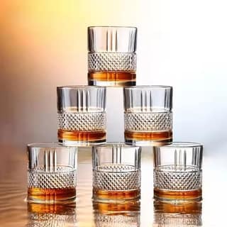 Crystal Square Whiskey Glass Clear Heavy Base Rocks Barware Glasses Diamond for Scotch, Brandy Glass and Cocktail Drinks for Wine, Beer, Party 310 Ml