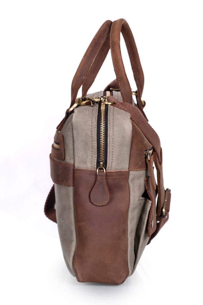 Joyait Leather Handicraft -Bag for Men Travel Satchel Shoulder Bag Laptop Bag Briefcase Business view 3