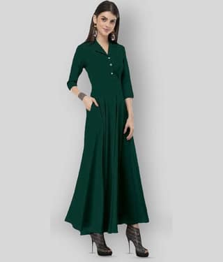 Rudrakriti Women Crepe Solid A-line Dress ( Purple )