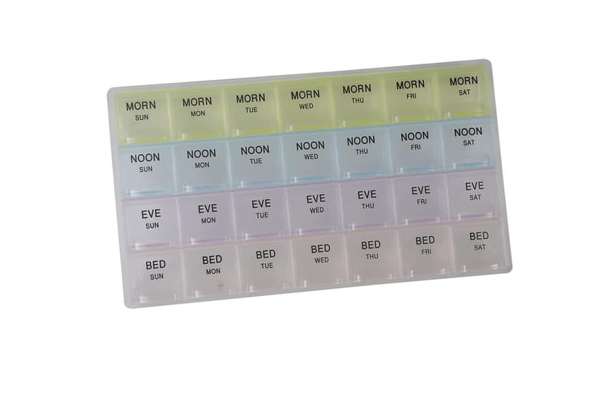 Ezyfit Weekly 7 Days Pill Organizer Case 28 Compartments, 4 Times/Day Slot, Weekly Doses Container Boxes, Medicine Holder
