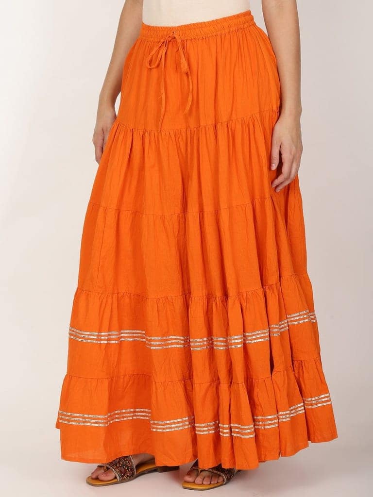Gotta Patti Detail Pure Cotton Maxi Tiered Skirt