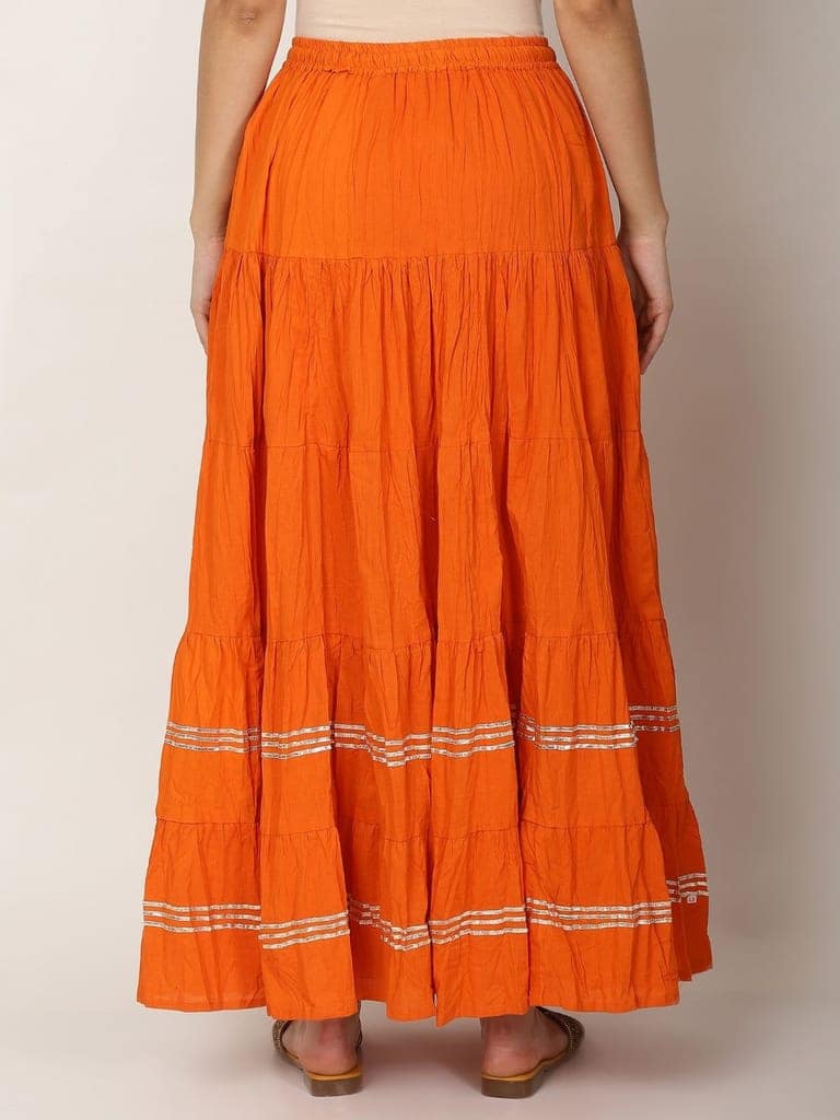Gotta Patti Detail Pure Cotton Maxi Tiered Skirt view 3