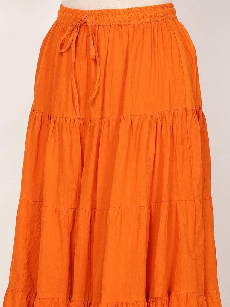 Gotta Patti Detail Pure Cotton Maxi Tiered Skirt view 5