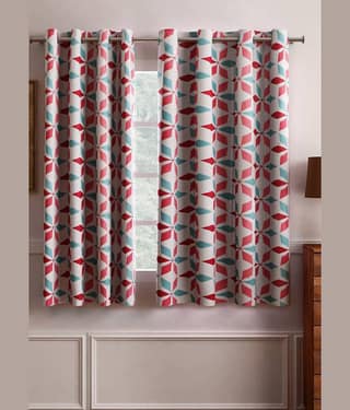 Home Candy Set of 2 Window Semi-Transparent Eyelet Polyester Pink Curtains ( 152 x 120 cm )