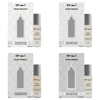 MUSK DELIGHT, MIRAGE, SERENE & SPARKLE CONCENTRATED PERFUME, 4 X 6ML