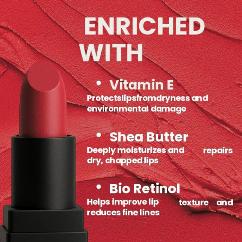 POPPIK Bullet Matte Lipstick for Women | Creamy Matte, Long Lasting Lip Color | High Coverage, Soft & Comfortable Formula | Daily Use Lip Makeup | Ideal for Casual Outings, Wedding, Gift | 3.8gm view 4