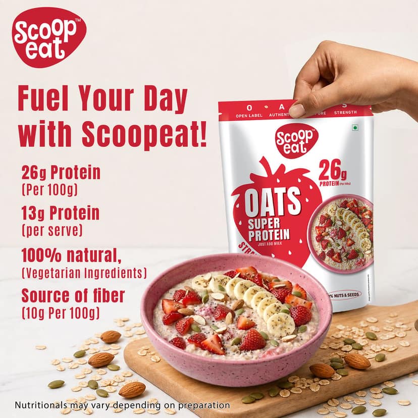 Scoopeat 26g Super High Protein Strawberry Oats 400gm view 5