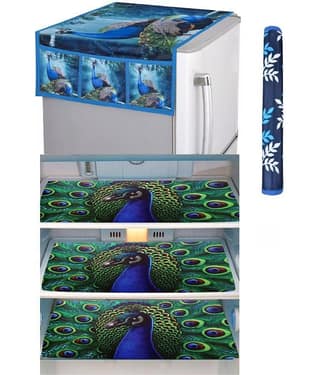 Exopick Green Polyester Fridge Top Cover, Fridge Cover ( Pack Of 5 )