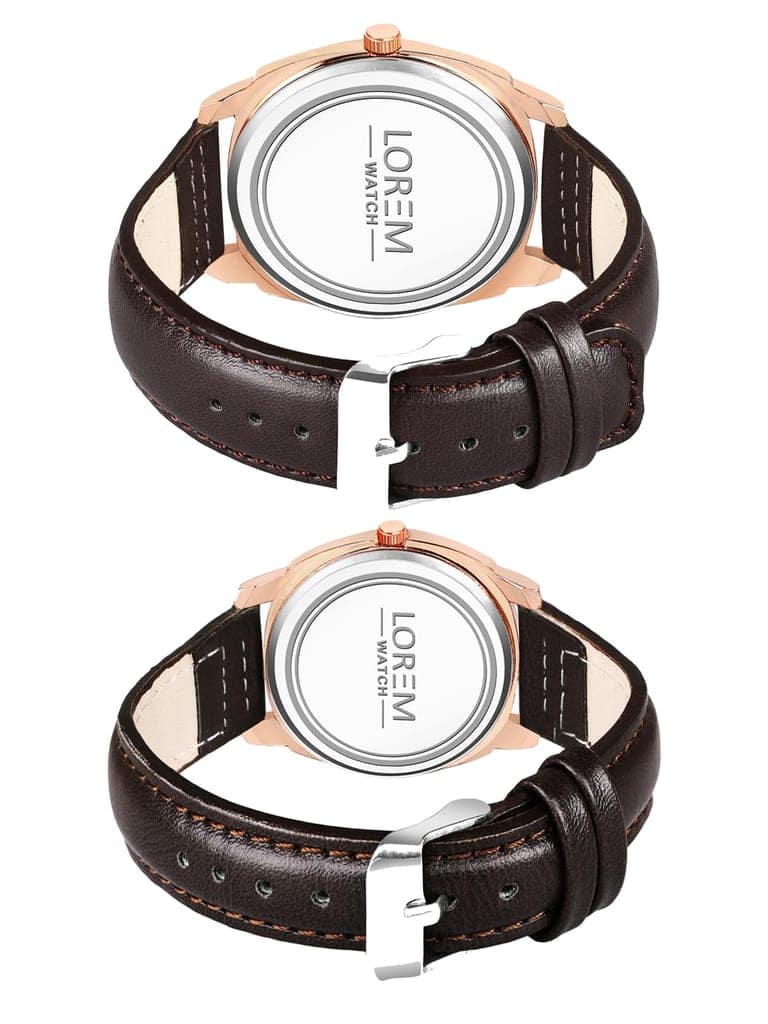 LOREM Cubic Designer Print Analog Watch Set for Couples-UF view 2