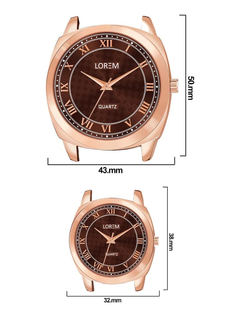 LOREM Cubic Designer Print Analog Watch Set for Couples-UF view 4