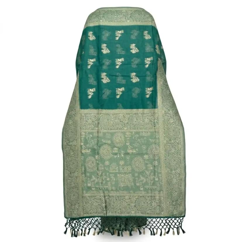 Green Printed Odisha Handloom Saree | Ethnic Woven Cotton