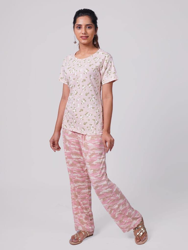 Women Baby Pink AOP Top