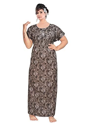 VALENCIA SLEEPWEAR Women's Pure Cotton Printed Maxi Nighty with Pocket Nightdress Night Suit Gown for Women and Girls Nightwear Female for Regular Use Nightgown Free Size view 4