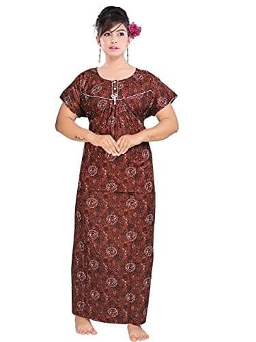 VALENCIA SLEEPWEAR Women's Pure Cotton Printed Maxi Nighty with Pocket Nightdress Night Suit Gown for Women and Girls Nightwear Female for Regular Use Nightgown Free Size view 7