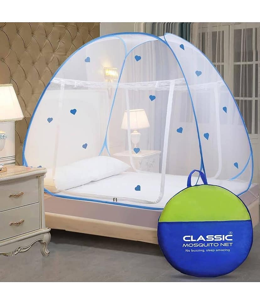 Classic Mosquito Net, Machardani - Blue Polycotton Foldable Mosquito Net, Machardani ( Pack of 1 )