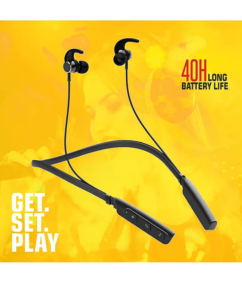 UBON CL 5300 Bluetooth Bluetooth Neckband On Ear 40 Hours Playback Active Noise cancellation IPX4(Splash & Sweat Proof) Black