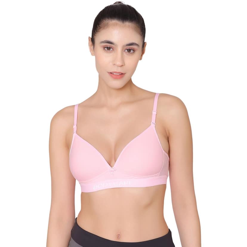 Bodycare Cotton Spandex Padded Non wired Tshirt Bra-Pack of 3 view 2