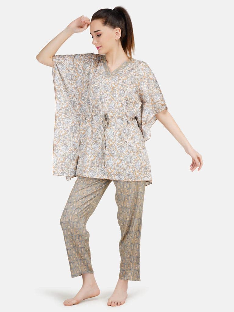 KOI SLEEPWEAR Women's Printed Rayon Chinese Collor Top & Pyjama Night Suit Lounge Wear view 3