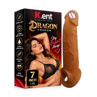 Dragon Reusable Condom Sleeve 7 Inch | Flexible Silicone/Rubber Material | Unflavoured Adult Intimate Protection Cover | Personal Care Accessory