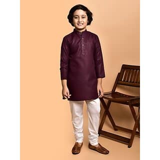 PrintCultr Boys Festive & Party Kurta and Pyjama Set (Purple)