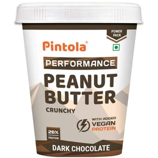 Pintola Dark Chocolate Performance Series Peanut Butter (Crunchy) - 510g | Vegan Protein | 26% Protein | High Protein & Source of Fiber