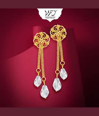 Vighnaharta Golden Drop Earrings ( Pack of 1 )